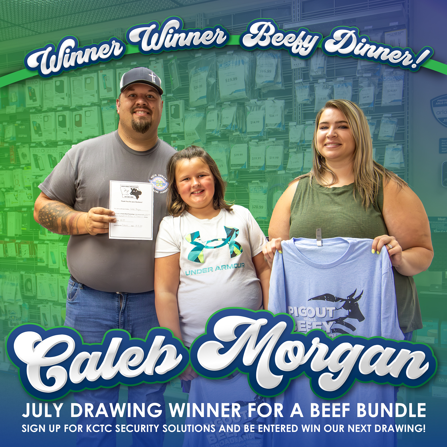 Caleb Morgan winner of beef bundle